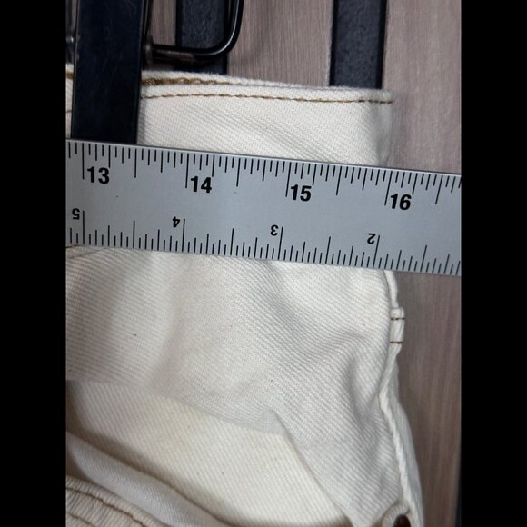 RE/DONE Jeans 29 Womens Ivory White Spot Straight High Rise Poly Denim - Picture 3 of 11